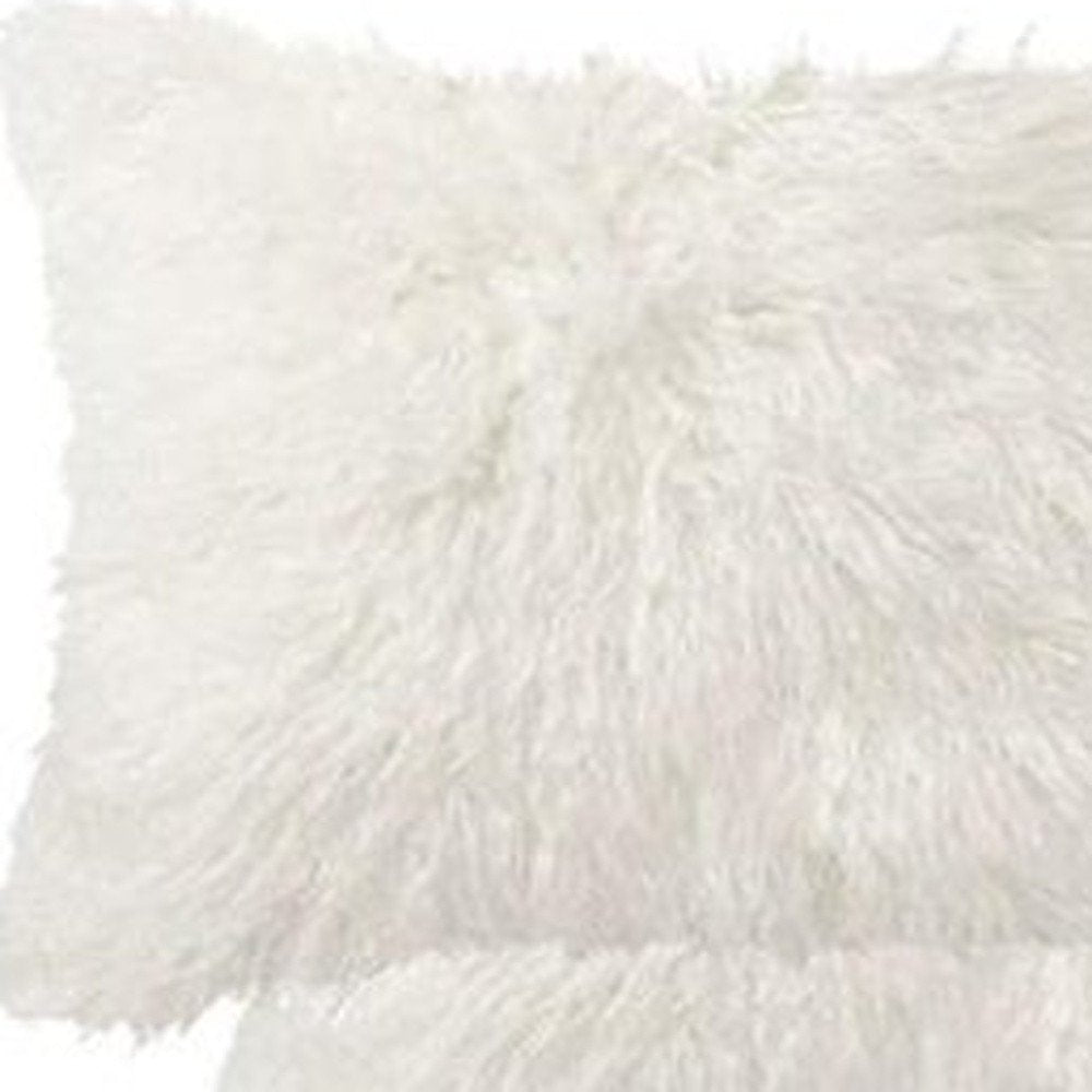 Set of Two 12" X 20" Off White Faux Fur Throw Pillow — view 2