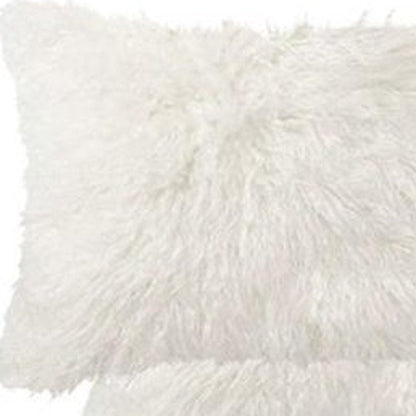 Set of Two 12" X 20" Off White Faux Fur Throw Pillow HomeRoots