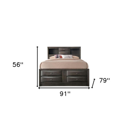 Gray Solid Wood Queen With Ten Drawers Bed Frame HomeRoots