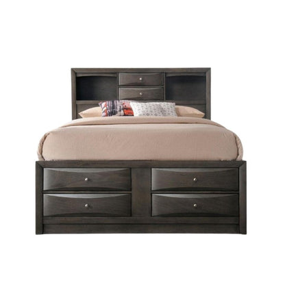 Gray Solid Wood Queen With Ten Drawers Bed Frame HomeRoots