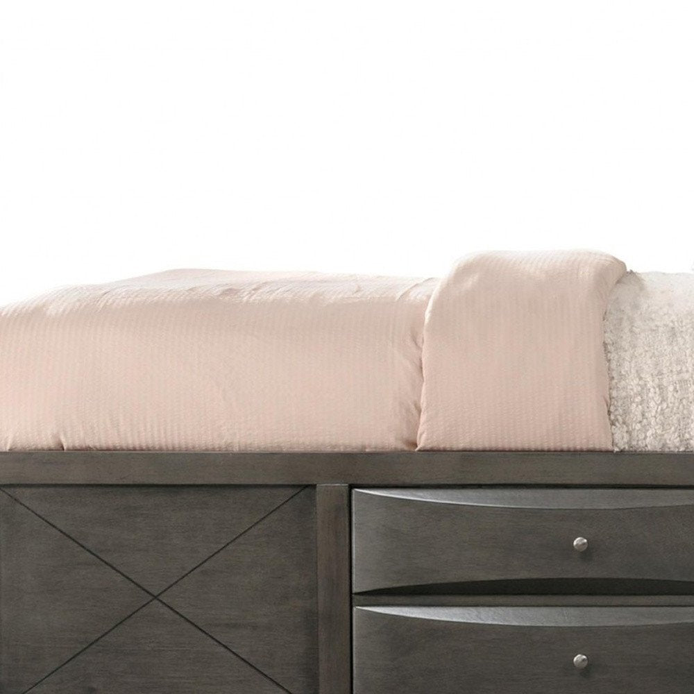 Gray Solid Wood Queen With Ten Drawers Bed Frame HomeRoots