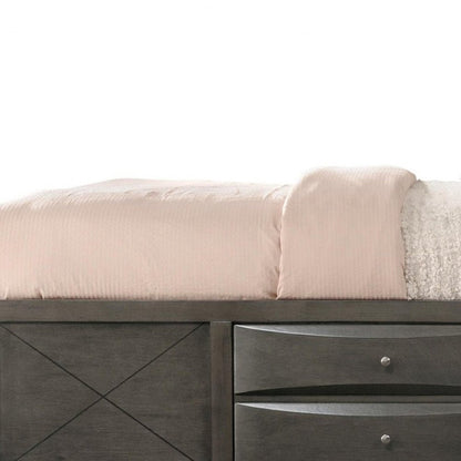 Gray Solid Wood Queen With Ten Drawers Bed Frame HomeRoots