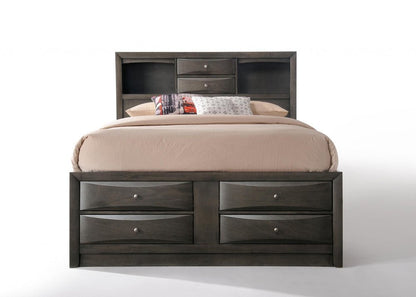 Gray Solid Wood Queen With Ten Drawers Bed Frame HomeRoots