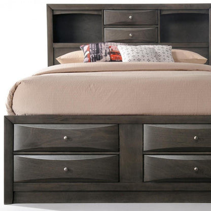 Gray Solid Wood Queen With Ten Drawers Bed Frame HomeRoots