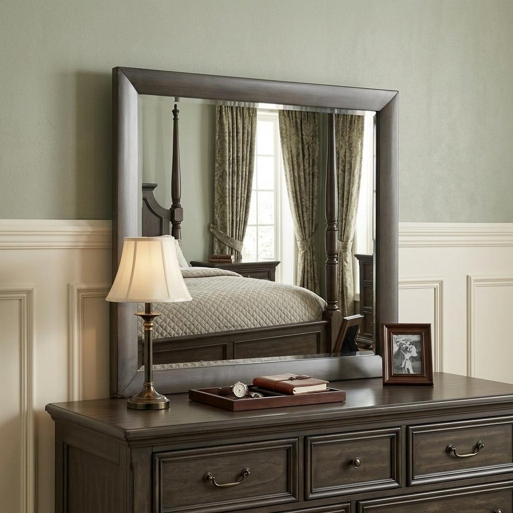 35" Gray Oak Framed Accent Mirror HomeRoots