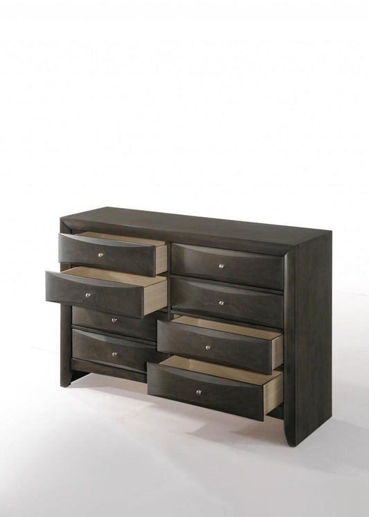 32" Gray Wood Five Drawer Dresser