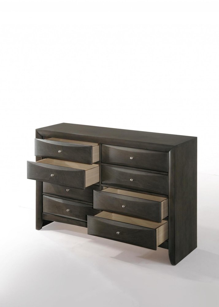 32" Gray Wood Five Drawer Dresser HomeRoots