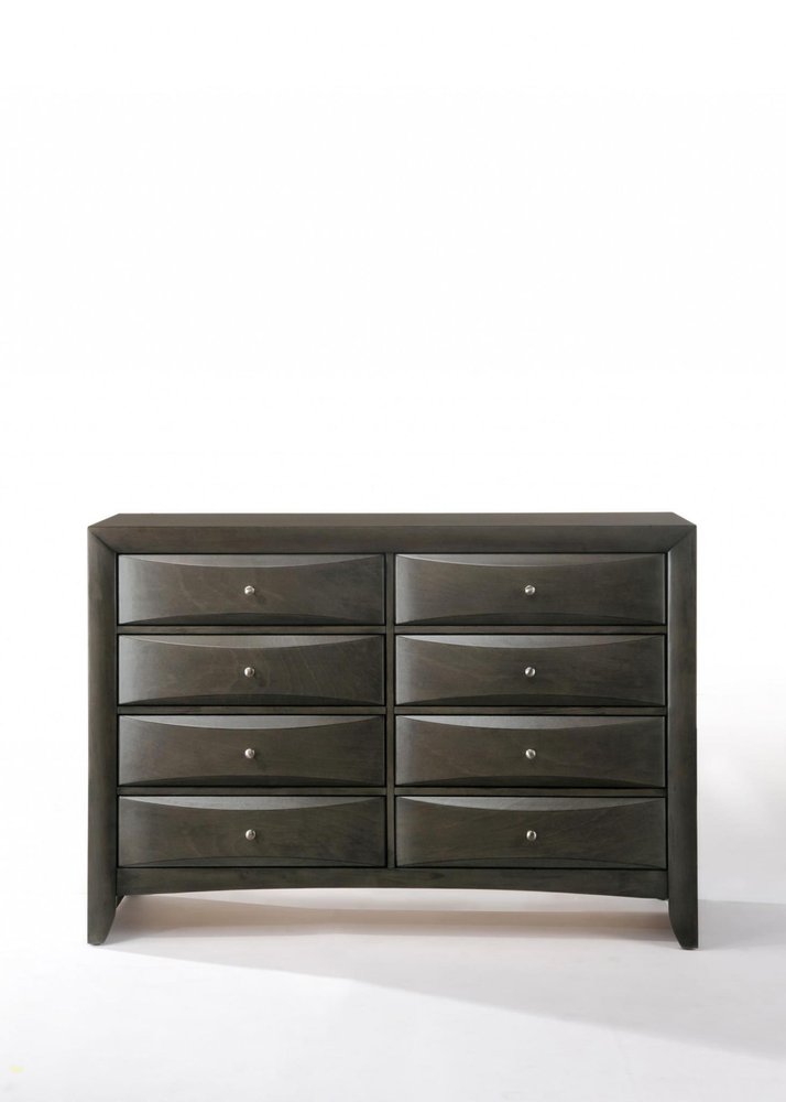 32" Gray Wood Five Drawer Dresser — view 2