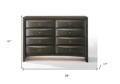32" Gray Wood Five Drawer Dresser HomeRoots