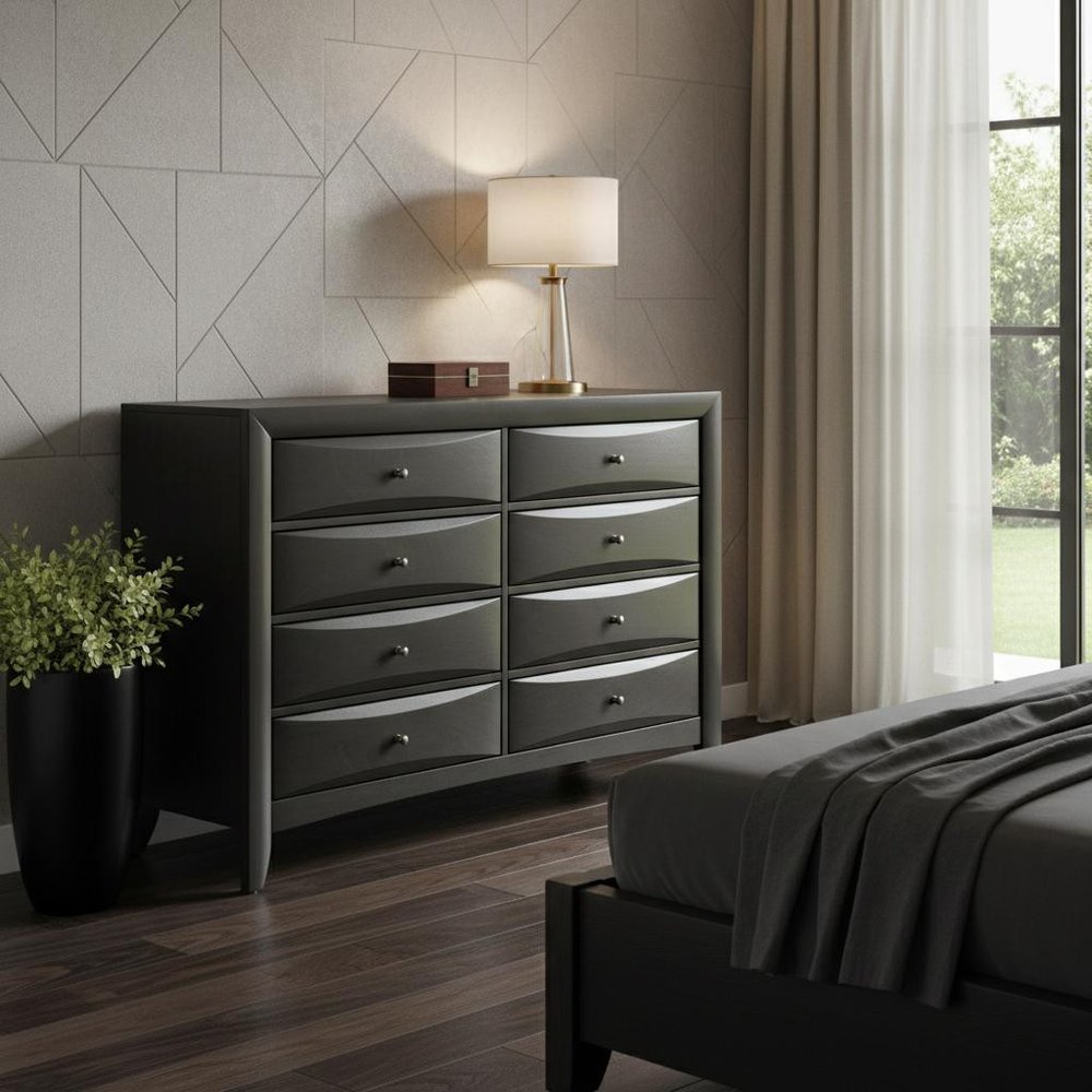59" Gray Solid Wood Standard Dresser/Chest HomeRoots