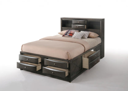 91" X 79" X 56" Eastern King Gray Oak Storage Bed - FurniFindUSA