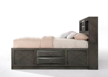 91" X 79" X 56" Eastern King Gray Oak Storage Bed - FurniFindUSA