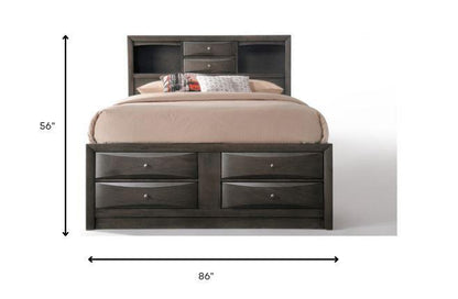 91" X 79" X 56" Eastern King Gray Oak Storage Bed - FurniFindUSA