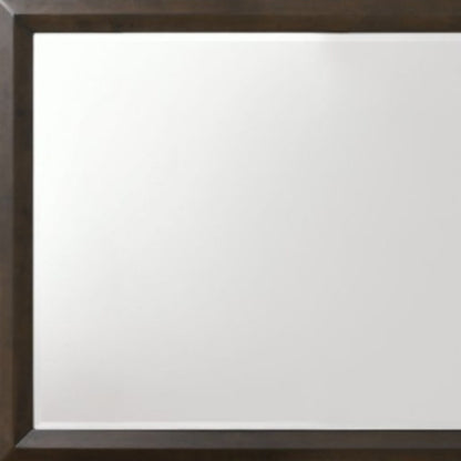 Rich Espresso Finish Wooden Rectangular Beveled Edge Mirror