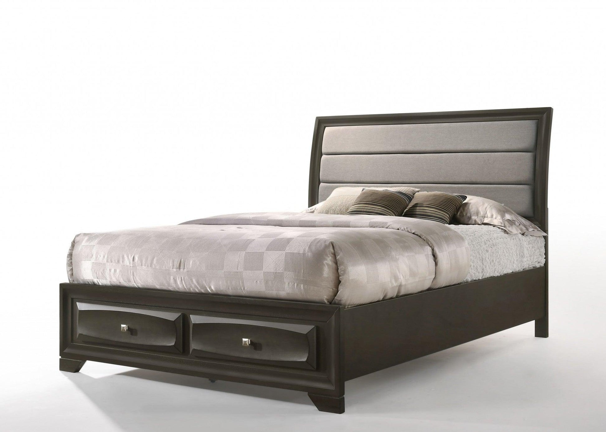 Light Gray Queen Two Drawers Bed - FurniFindUSA