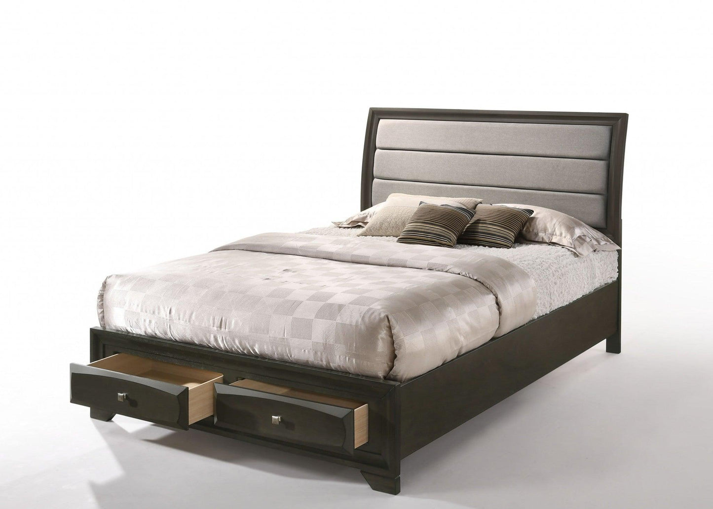 Light Gray Queen Two Drawers Bed - FurniFindUSA
