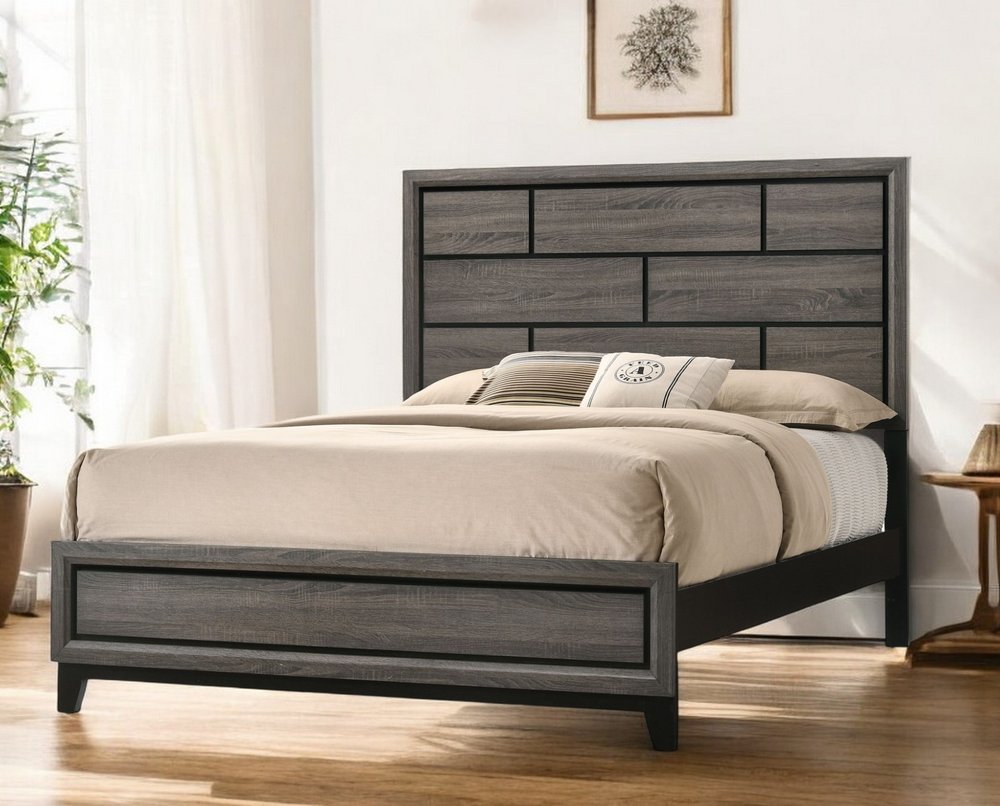 Gray Solid Wood Bed Frame HomeRoots