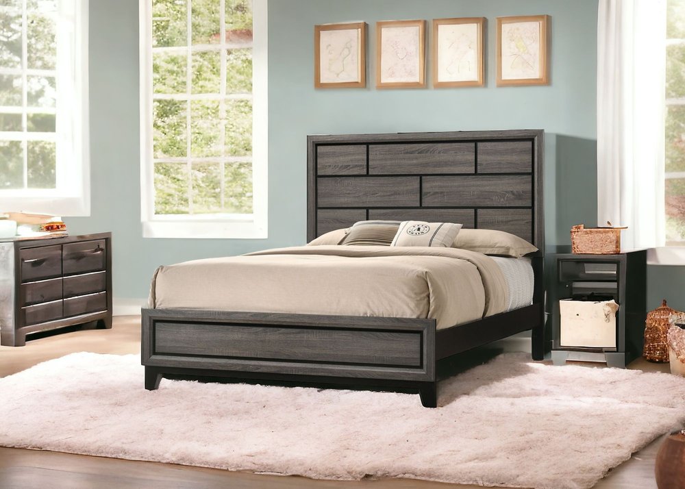 Gray Solid Wood Bed Frame HomeRoots