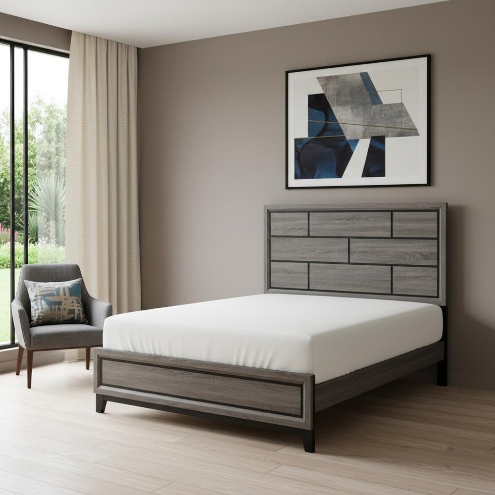 Gray Solid Wood Bed Frame HomeRoots
