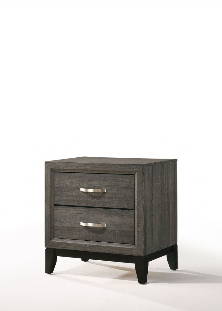 25" Gray Two Drawers Nightstand HomeRoots