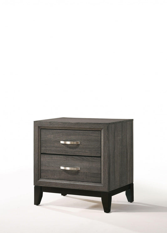 25" Gray Two Drawers Nightstand - FurniFindUSA