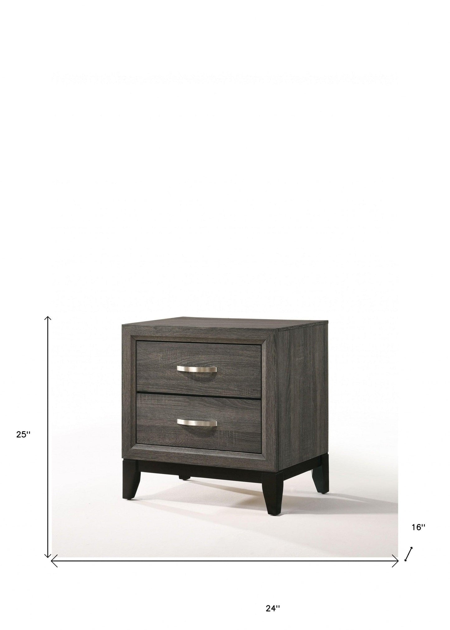 25" Gray Two Drawers Nightstand - FurniFindUSA