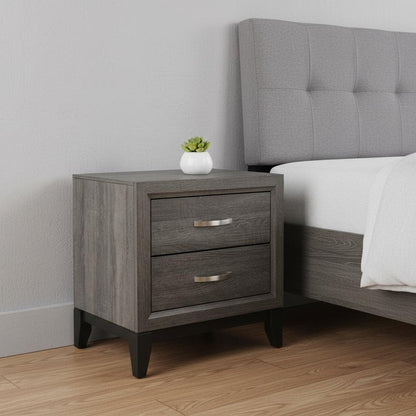 25" Gray Two Drawers Nightstand HomeRoots