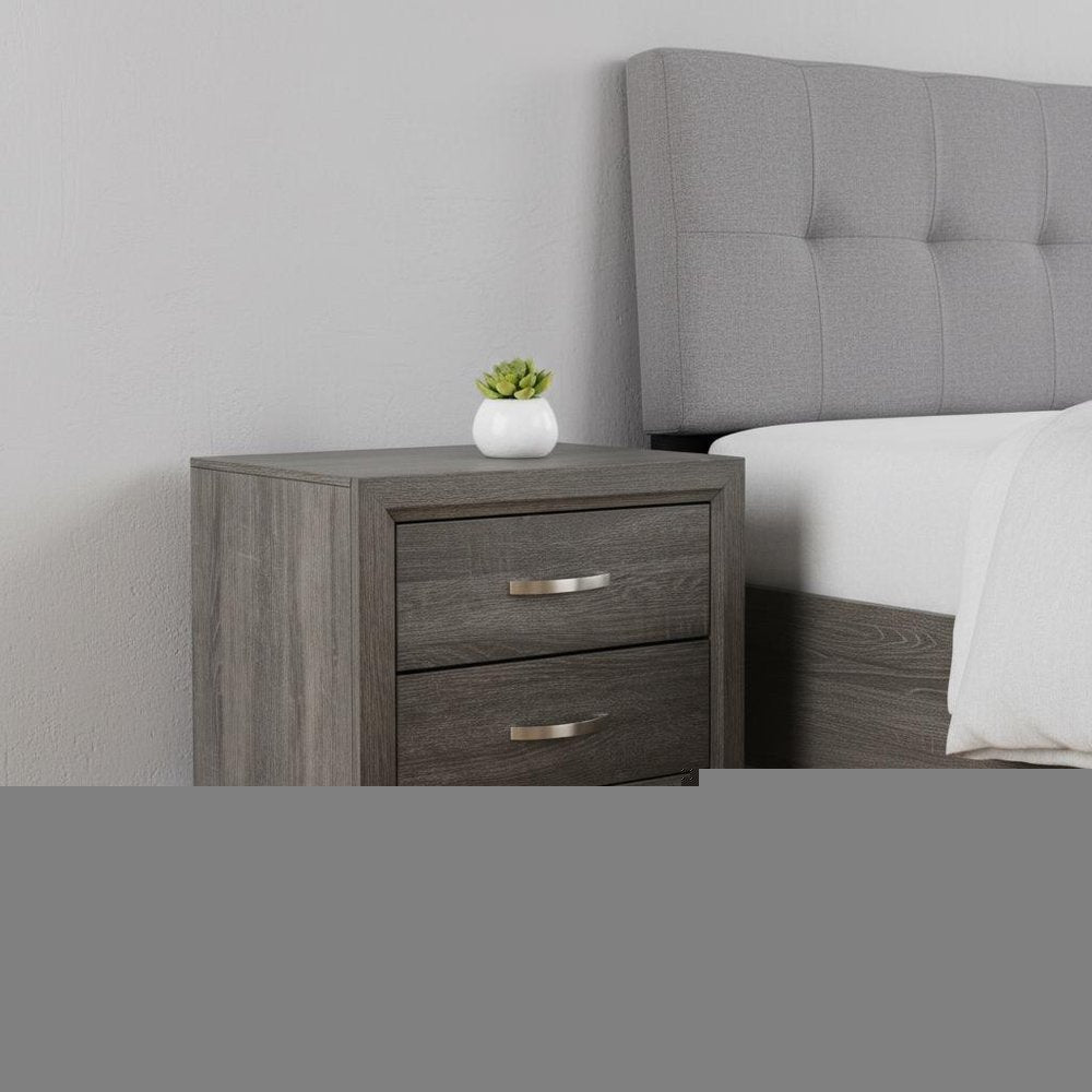 25" Gray Two Drawers Nightstand HomeRoots