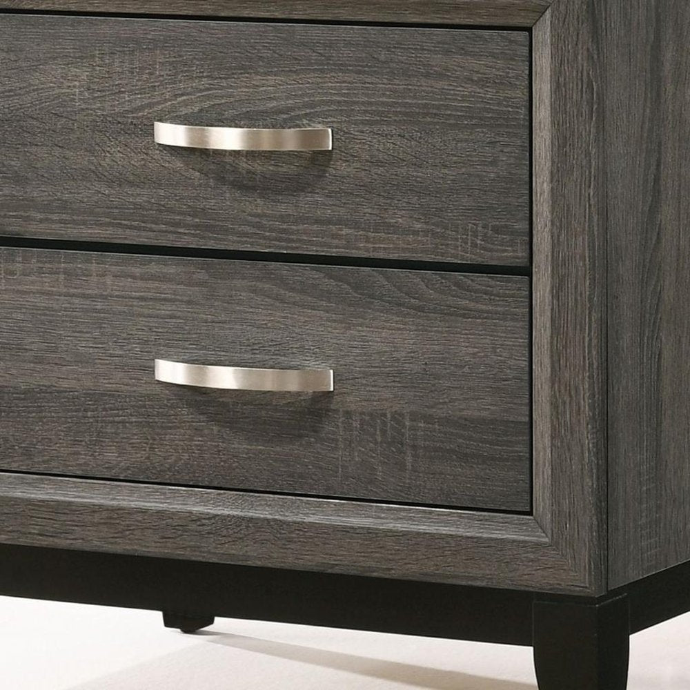 25" Gray Two Drawers Nightstand HomeRoots