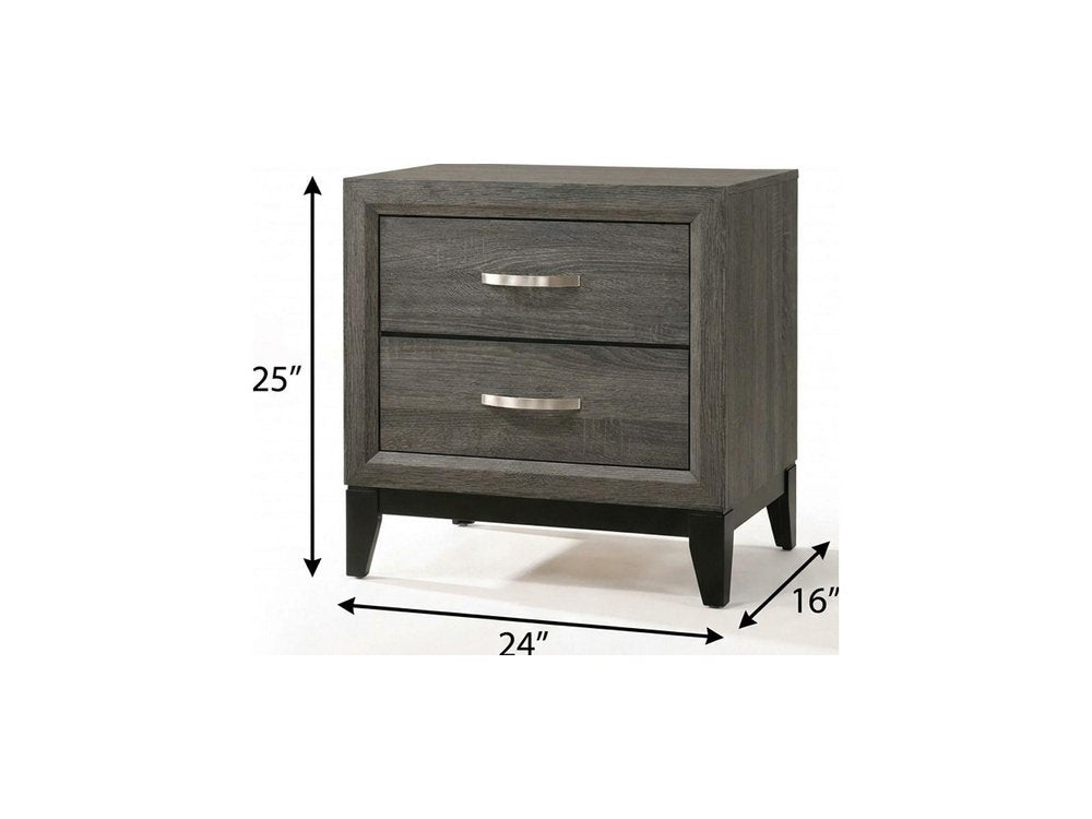 25" Gray Two Drawers Nightstand HomeRoots