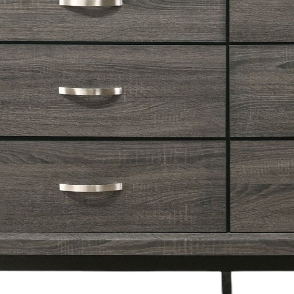 58" Gray Wood Six Drawer Double Dresser HomeRoots