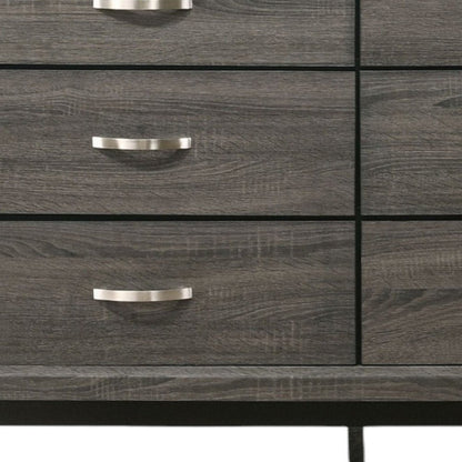 58" Gray Wood Six Drawer Double Dresser HomeRoots