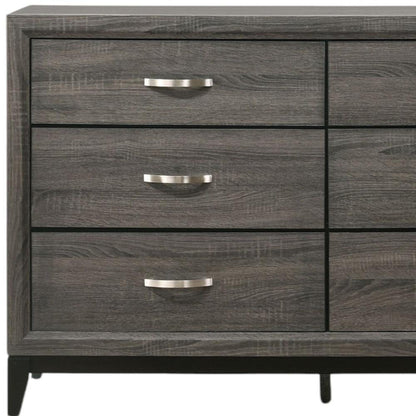 58" Gray Wood Six Drawer Double Dresser HomeRoots