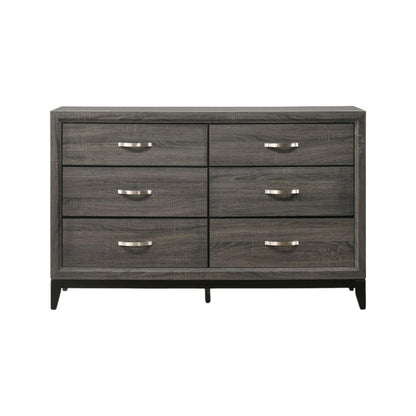 58" Gray Wood Six Drawer Double Dresser HomeRoots