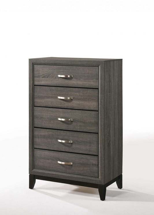 31" Gray Manufactured Wood Five Drawer Chest - FurniFindUSA