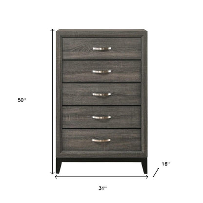 31" Gray Wood Five Drawer Dresser HomeRoots