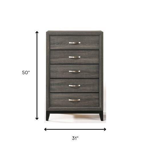 31" Gray Manufactured Wood Five Drawer Chest - FurniFindUSA