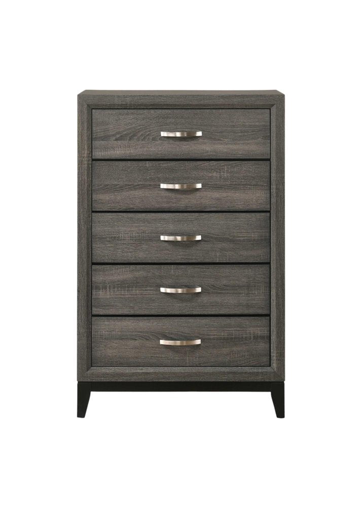 31" Gray Wood Five Drawer Dresser HomeRoots
