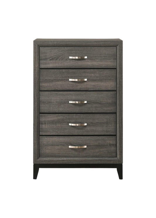 31" Gray Wood Five Drawer Dresser HomeRoots