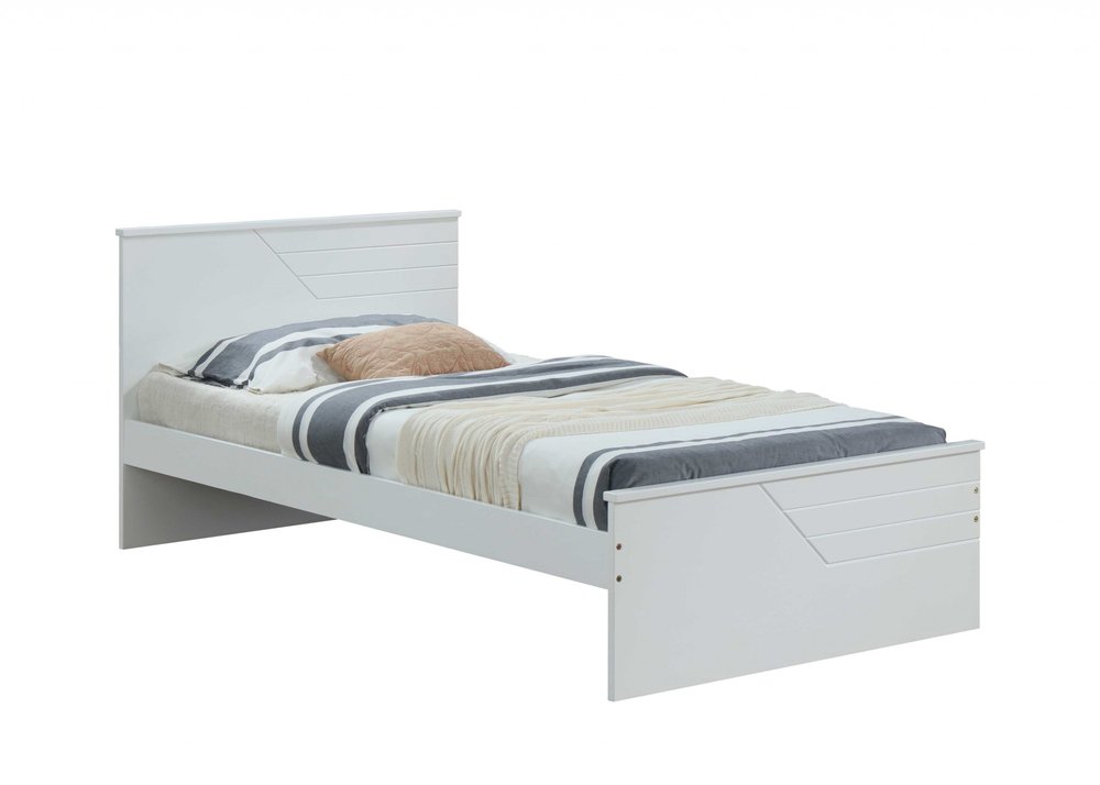 White Carved Geometric Solid Wood Twin Bed Frame HomeRoots