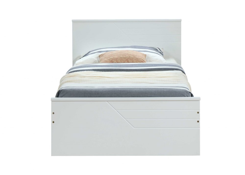 White Carved Geometric Solid Wood Twin Bed Frame HomeRoots