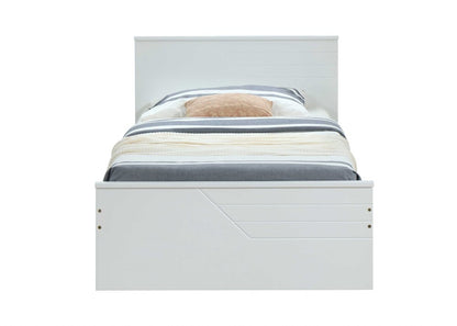 White Carved Geometric Solid Wood Twin Bed Frame HomeRoots