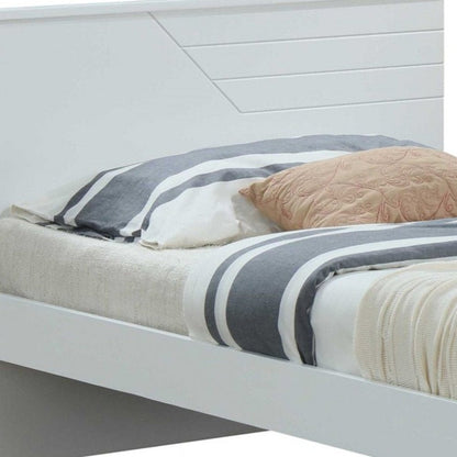 White Carved Geometric Solid Wood Twin Bed Frame HomeRoots