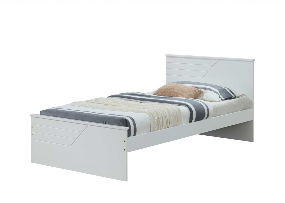 White Carved Geometric Solid Wood Twin Bed Frame HomeRoots