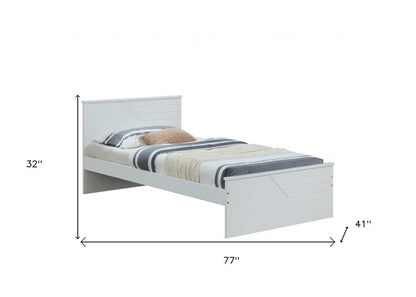 White Carved Geometric Solid Wood Twin Bed Frame HomeRoots