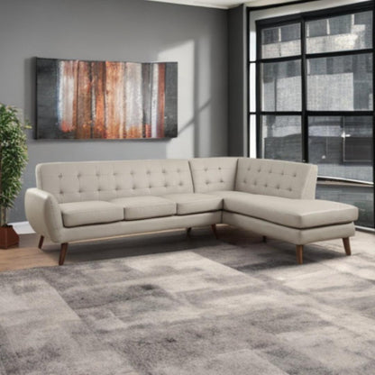 Gray Faux Leather L Shaped Two Piece Sofa and Chaise Sectional - FurniFindUSA