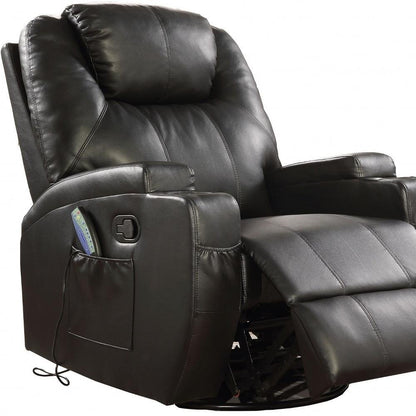 34" Brown Faux Leather Heated Massage Home Theater Recliner HomeRoots