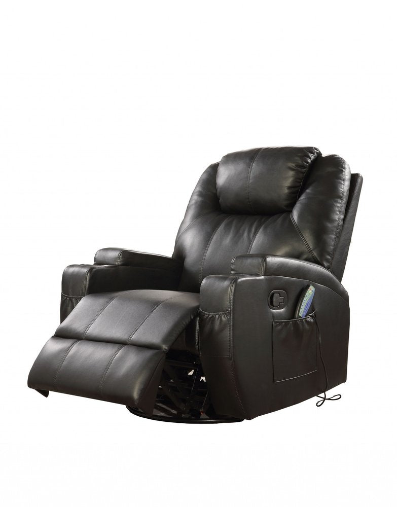 34" Black Leather Match Power Heated Massage Recliner HomeRoots