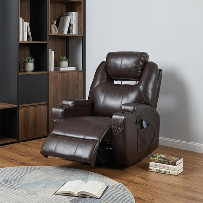 34" Black Leather Match Power Heated Massage Recliner HomeRoots