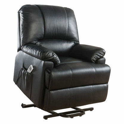 34" Black Faux Leather Power Massage Lift Assist Recliner HomeRoots